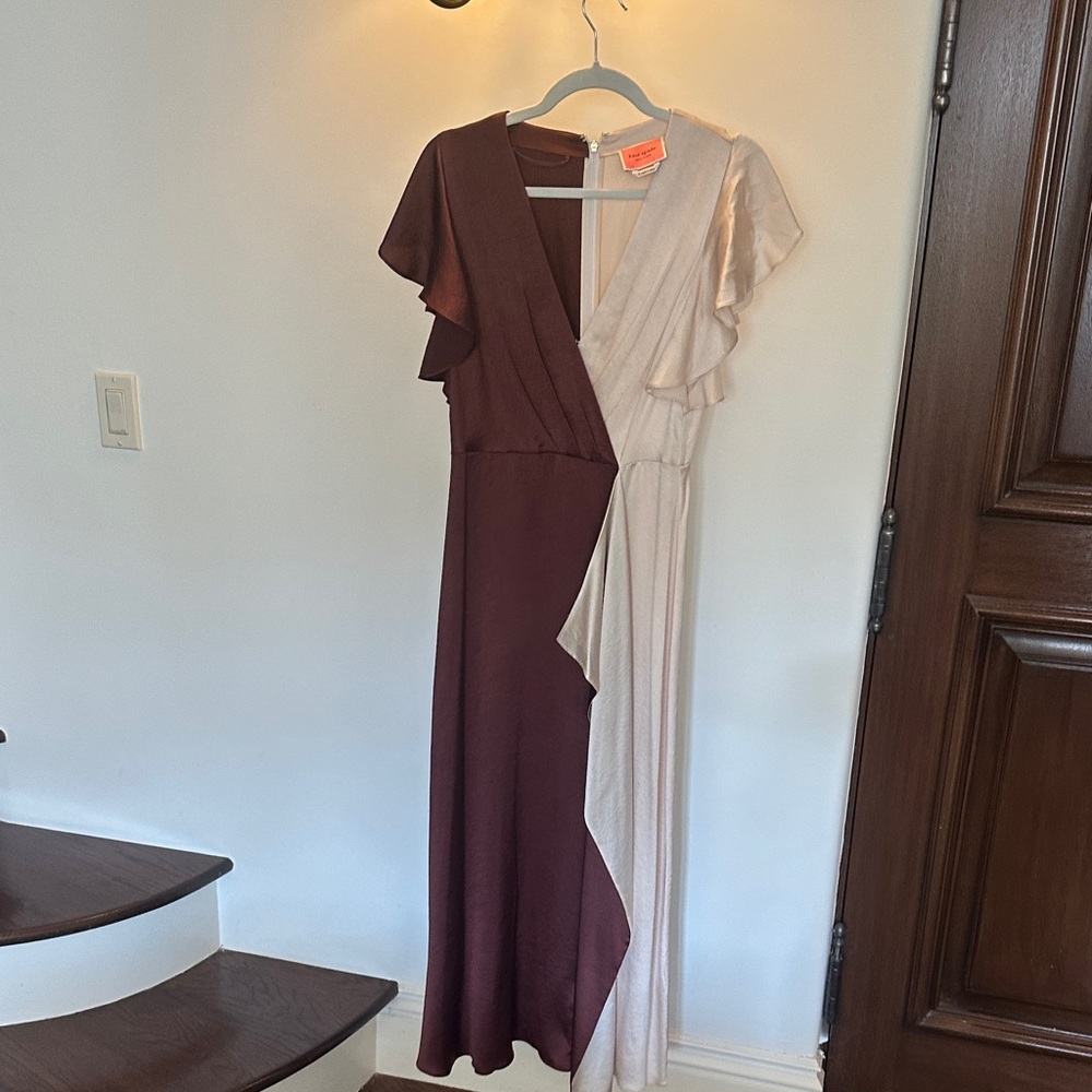 Kate Spade Asymmetrical Dress in Cream and Brown
